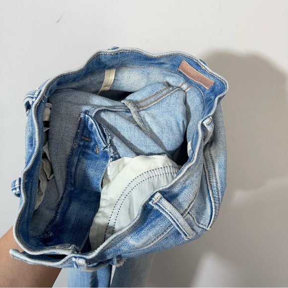 MOTHER The Hustler Ankle Fray Au Revoir Jeans 24 High Rise Light Wash Denim Boho - Picture 13 of 16